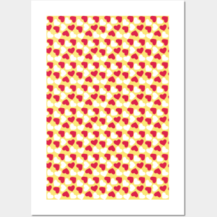 Red and Yellow Hearts Repeated Pattern 074#001 Posters and Art